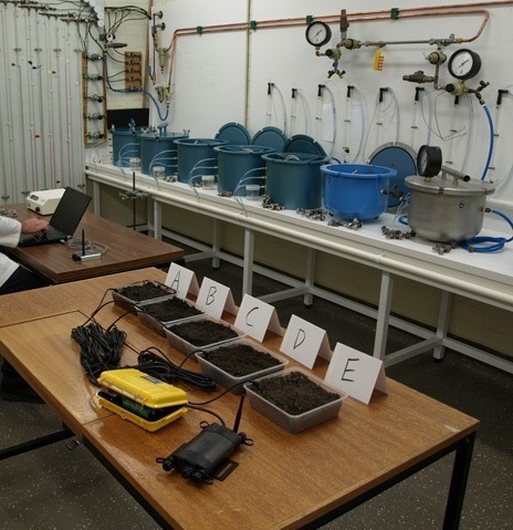Soil lab setup for soil moisture sensor calibration