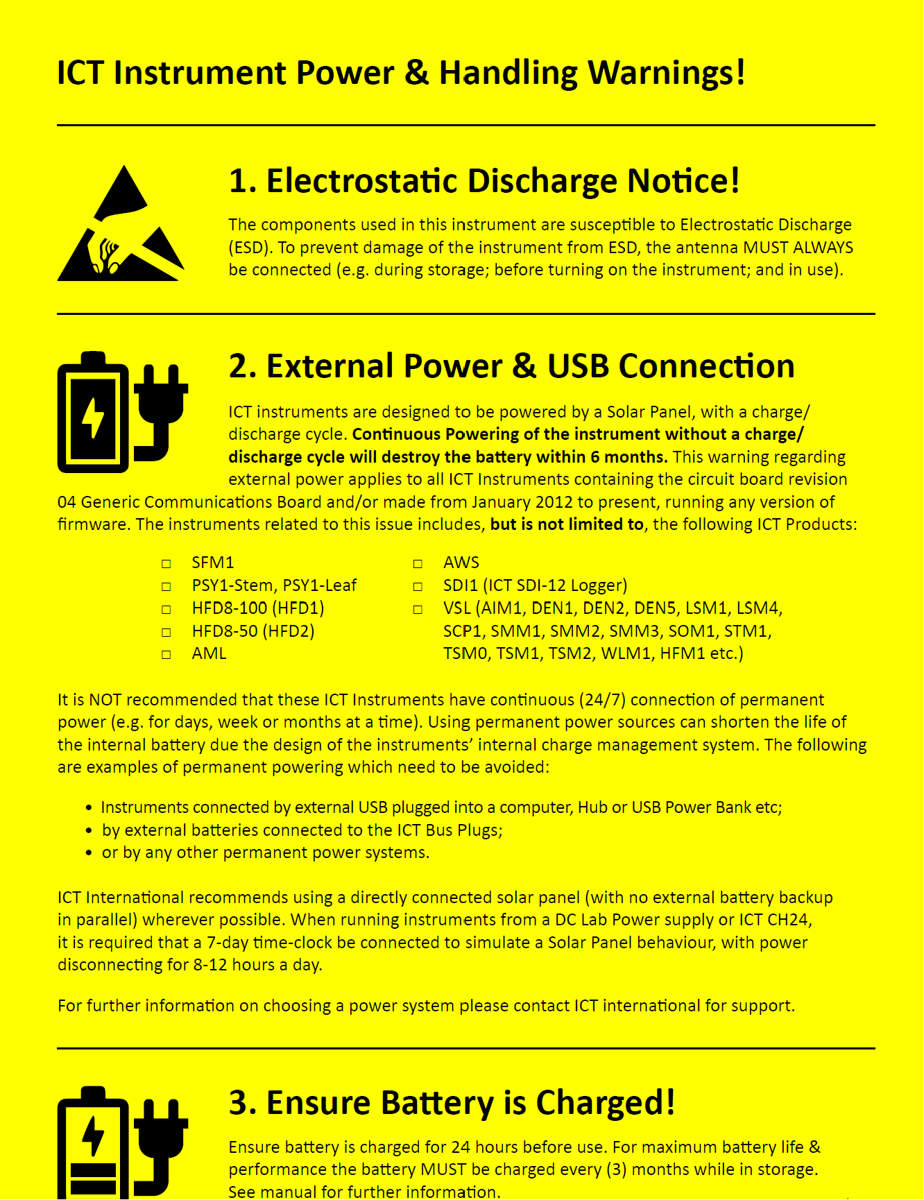 Instruments Power Warning